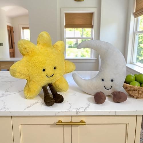 New Sun Plush Moon Plush Toy,Soft Bedside Sofa Pillows Stuffed Animal Plushie Doll Toys Room Decoration Gift for Kids Children (Sun+Moon) thumbnail 3