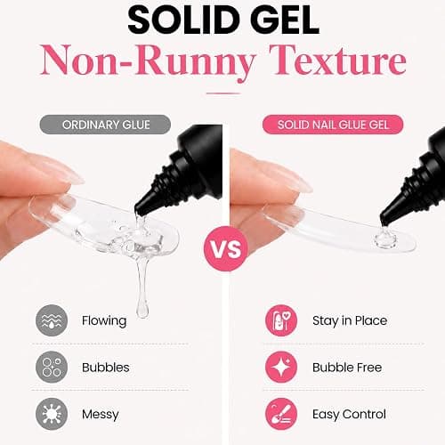 Beetles 2Pcs*20g Solid Nail Glue Gel, Tipex Soft Nail Tips Glue | Super Strong for Acrylic Nails Extension Fake Nails Clear Press On Nails, U V Light Required thumbnail 3