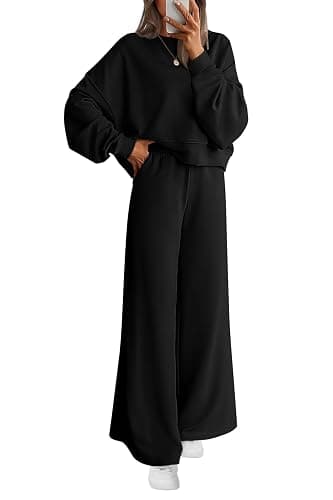 PRETTYGARDEN Women 2 Piece Outfits 2025 Fall Sweatsuits Crewneck Sweatshirt Wide Leg Sweatpants Lounge Sets Tracksuit - Image 1