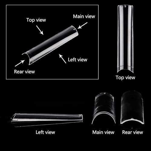 No C Curve Clear Acrylic Square Nail Tips,XL Square Shaped | SWETIDY 500pcs Long Straight Fake Nails Flattened Half Cover for Nail Salon Professional and DIY Nail Art 10 Sizes with Box thumbnail 4