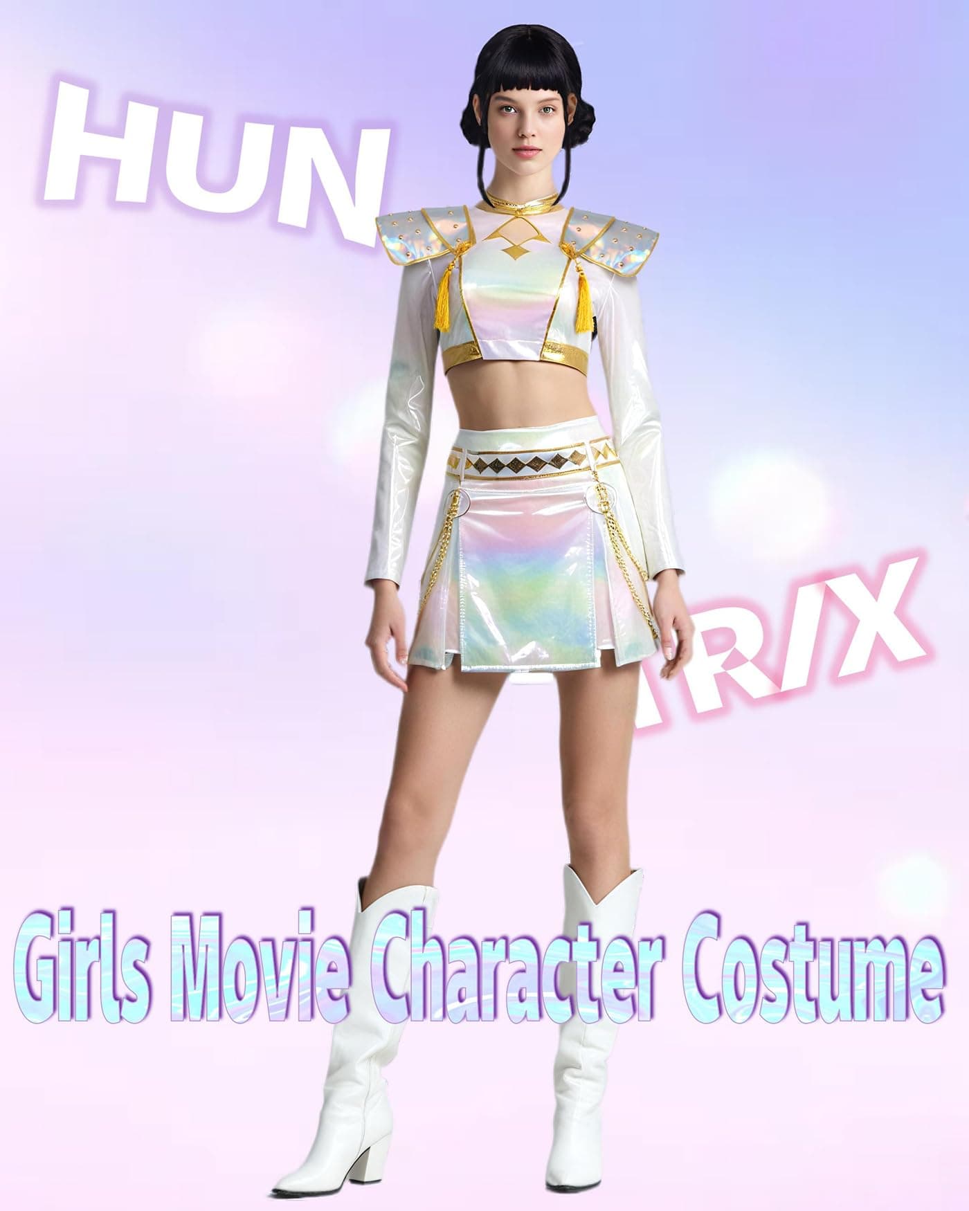 Women's Demon-Hunting Stage Costume, K-Pop Idol Mira/Zoey/Rumi Performance Outfits, Anime Character Cosplay Full Set for Halloween - X-Large - Zoey thumbnail 4