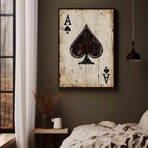 Vintage Playing Cards Wall Art Ace Of Spades Poster Vintage Poker Wall Art Poker Artwork Ace Of Spades Canvas Metal Art Signs Playing Card Poster Bar Decor 16x24inch No Frame thumbnail 4