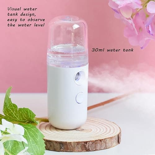 2Pack Kingsmile Facial Mister, Portable Face Mister, Cool Nano Mist Sprayer for Face Hydrating, Mini Handy Mister for Eyelash Extensions with 1oz Large Capacity Screwing Visual Water Tank Black/White thumbnail 3