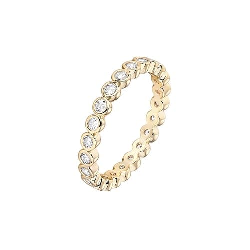 PAVOI 14K Gold Plated Rings with Cubic Zirconia - 2.8mm Stackable for Women - Gold Love Ring - Image 1