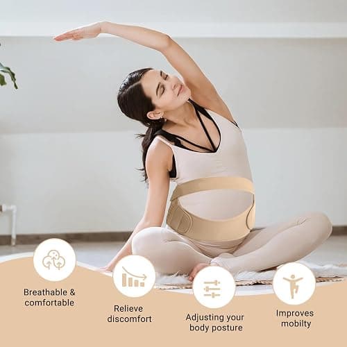 ACCUBIO Maternity Belly Band for Pregnant Women, Maternity Belt, Pregnancy Belly Support Band for Abdomen,Breathable and Adjustable Belly Brace, Relieve Waist and Back Pain (XXL) thumbnail 5