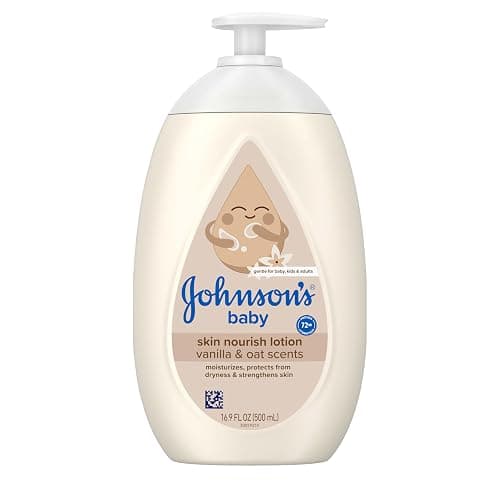 Johnson's Skin Nourishing Baby Lotion, Vanilla & Oat Scents, Hypoallergenic Baby Body Lotion for 72 Hour Hydration Until Baby's Next Bath Moisturizes & Protects from Dryness, 16.9 fl. oz thumbnail 2