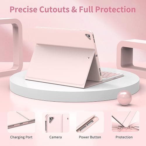 KBCASE Keyboard Case for iPad 9th/8th/7th Generation 2021/2020/2019, Compatible with iPad Air 3/Pro 10.5, Detachable Wireless Keyboard Case with Pencil Holder (Light Pink) thumbnail 6