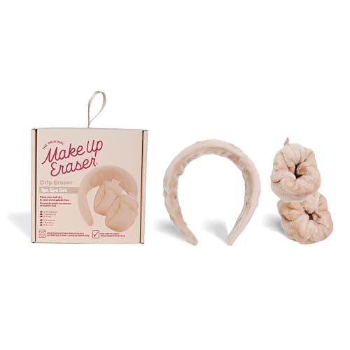 MakeUp Eraser Drip Eraser by The Original, Absorbent Headband and Wristbands Collect Water During Face Washing, 3 Piece Spa Set, One Size Fits Most, Sweet Cream - Image 1