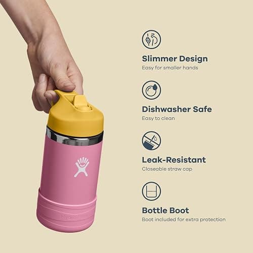 Hydro Flask Kids Water Bottle for School - Stainless Steel and Insulated with Straw Cap - 12 Oz Koala thumbnail 8