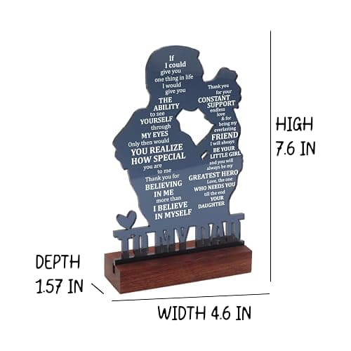 Dad Gifts from Daughter - Meaningful Fathers Day, Birthday, Christmas Sentimental Present for Father, Step Bonus Dad Daddy Papa Pop Old Man Acrylic Keepsake Plaque for Desk Decor Office Home thumbnail 2