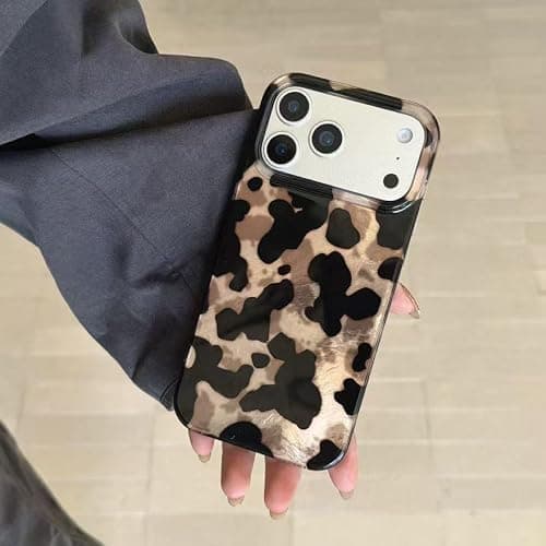 Reownest Kompatibel mit iPhone 15 Hülle, Niedliches Schwarz Gold Gepard Leopard Muster Design, Weiche TPU Stoßfeste Schutzhülle Bumper Ästhetische Handyhülle – Schwarz thumbnail 6