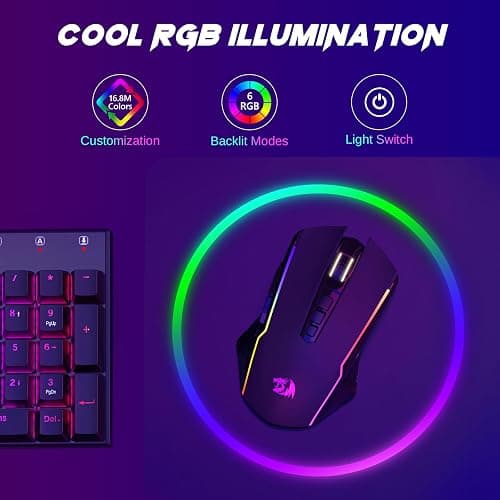 Redragon Wireless Gaming Mouse, Tri-Mode 2.4G/USB-C/Bluetooth Mouse Gaming, 12000 DPI, RGB Backlit, Fully Programmable, Rechargeable Wireless Computer Mouse for Laptop PC Mac, Black thumbnail 3