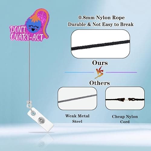Generic Abamilaka Funny Uterus Badge Reel Holder OBGYN Ob Don't Ovary-Act Nurse Medical Badge Reels Retractable for Nurses Cute Glitter Acrylic CNA RN LPN PCT Nursing Student Badge Clip Gifts - Pink Don't Ovary-act thumbnail 5