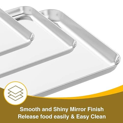 Wildone Baking Sheet with Rack Set (3 Pans + 3 Racks), Stainless Steel Baking Pan Cookie Sheet with Cooling Rack, Non Toxic & Heavy Duty & Easy Clean thumbnail 2