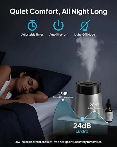 7L Ultrasonic Stainless Steel Cool Mist Humidifier for Bedroom & Large Room, Top Fill, Ultra Quiet 24dB, 3 Mist Levels, Easy Clean Dishwasher Safe Humidifier for Living Room Office thumbnail 5