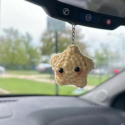 Agromusk Cute Star Keychain,Crochet Kawaii Blush Stars for Car Key Decor,Handmade Purse Bag Charms Key Ring Gifts Women thumbnail 5