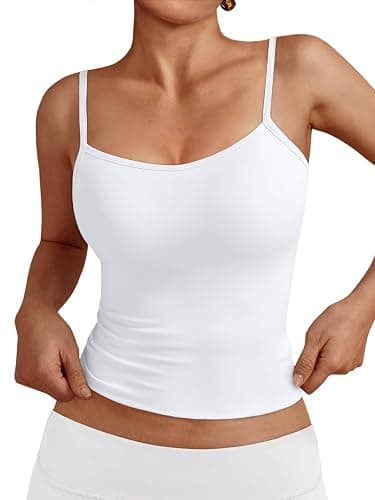 Trendy Queen Womens Adjustable Camisole Sleeveless Square Neck Spaghetti Strap Tank Tops Basic Shirt - Image 1
