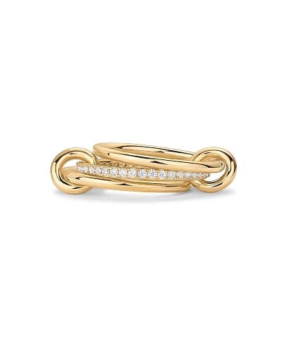 PAVOI 14K Gold Plated Interlocked Stackable Rings for Women - Statement Mixed Metals Multi Ring Stack - Cubic Zirconia Two-Toned Connected Bands Stacking Jewelry - Image 1