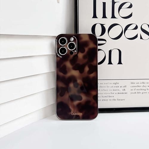 NITITOP Compatible with iPhone 15 Pro Case Cute Stylish Leopard Print Amber Aesthetic Tortoise Design for Women Girls Men Soft TPU Shockproof Protective Cover - Brown thumbnail 6