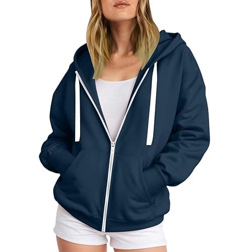 Zip Up Hoodie Women Oversized Sweatshirts 2025 Fall Winter Fashion Long Sleeve Casual Lightweight Y2K Hooded Jacket thumbnail 2