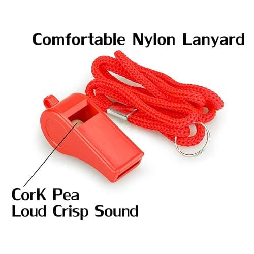 Hipat Red Emergency Whistles with Lanyard, Loud Crisp Sound, 2 Packs Plastic Whistles Ideal for Lifeguard, Self-Defense and Emergency thumbnail 3