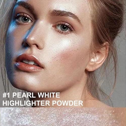 Pearl White Highlighter Spray for Face and Body, Rich Color Loose Shimmer Powder Long Lasting Sparkly Spray High Gloss Makeup for Women Rave Festival Prom Stage Wedding Party, #1 thumbnail 2