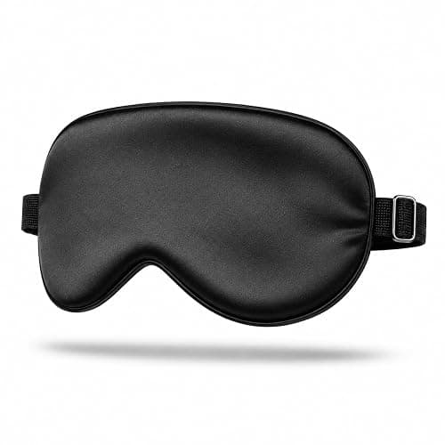 Ukissim Silk Sleep Mask, Adjustable Soft Eye Cover for Comfortable Sleep & Naps, Pressure-Free, Machine Washable - Black - Image 1