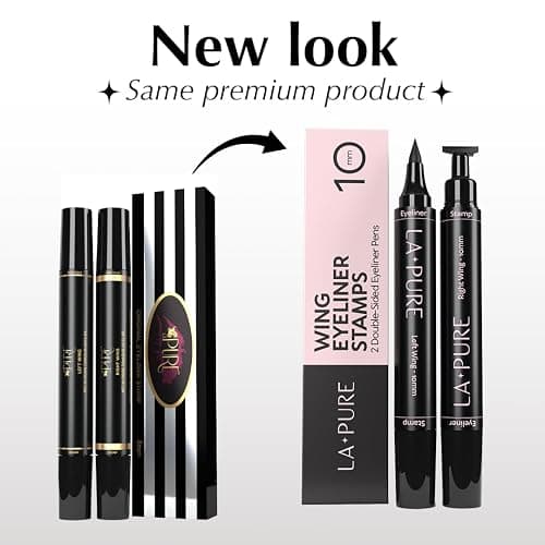 LA PURE Waterproof Liquid Eyeliner Stamp Winged Eyeliner Tool 2x Cat Eye - Winged & Fine Tipped Pen Eyeliner Stencil Smudge Proof Black Eye Liner Tiktok Trend Items Wing Stamp - Black 10mm thumbnail 2