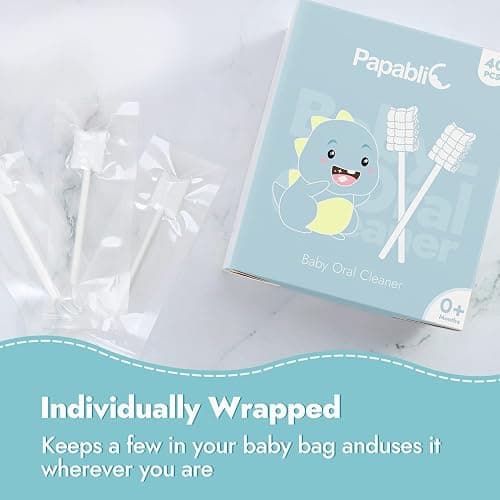 Papablic Baby Tongue Cleaner, Baby Oral Cleaner, Disposable Infant Mouth Cleaner Newborn, Upgrade Gum Cleaner with Paper Handle or Infants Ages 0-2 Years, 40 Pack thumbnail 5