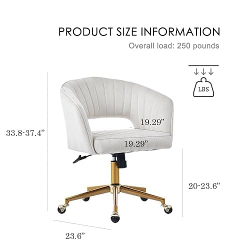 FENFSHE Vanity Chair with Back 360 Swivel Armchair and Gold Base, Criss Cross Chair with Wheels for Vanity Home Office, Living Room, Bedroom and Study (Beige) thumbnail 3