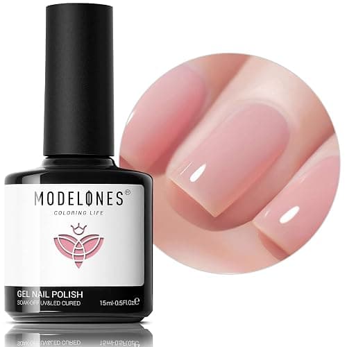 modelones Pink Gel Nail Polish Jelly Nude Pink Gel Polish French Tip Base Colors Translucent Soak Off U V Soap Nails for Nail Art Manicure at Home 15ML - Image 1