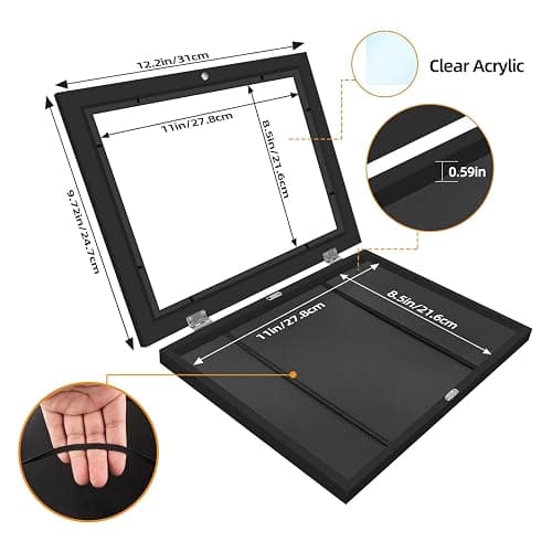 HEPFLANZE 4 Pack Kids Artwork Frames Changeable 8.5 x 11 Inch Children Art Projects Kids Art Frames Front Opening Picture Display Frame, Black thumbnail 3