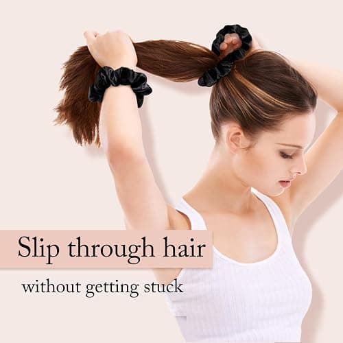 OLESILK 100% Mulberry Silk-Scrunchies for Hair Sleep, Women Grils Silk Hair Ties for Frizz & Breakage Curly Hair, No Damage, Elastics Ponytail Holder, 3 Pack thumbnail 7