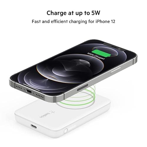 Belkin Portable Charger, MagSafe Charger Wireless Power Bank - 7.5W Wireless Charger - Portable Magnetic Battery Pack - iPhone 16, 15, 14, 13, Plus, Pro, Max, AirPods, Google Pixel 10, etc. - White thumbnail 5