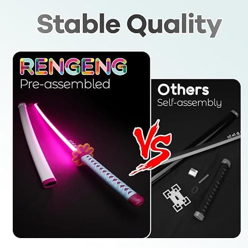 RENGENG Light Up Sword, 40 Inches Rechargeable Plastic Replica with Belt & Stand, Sword with Original Texture thumbnail 4
