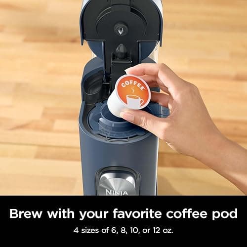 Ninja Pods & Grounds Single-Serve Coffee Maker, K-Cup Pod Compatible, 56-oz. Reservoir, 6-oz. Cup to 24-oz. Travel Mug Brew Sizes, Iced Coffee Maker, Navy, PB041NV thumbnail 4