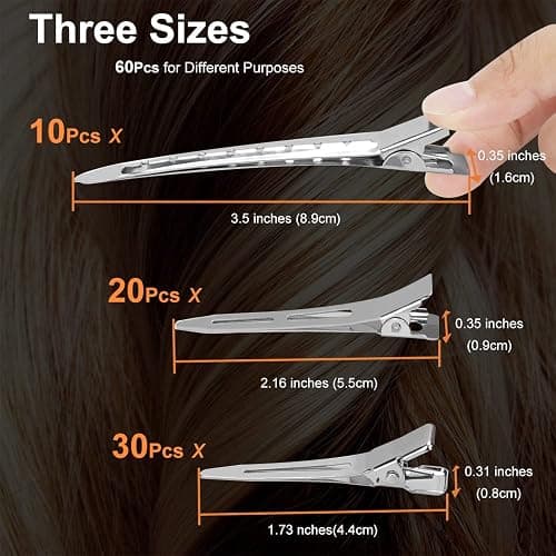 HiJeaton 60Pcs Metal Duck Billed Hair Clips for Women Styling Sectioning, Silver Hair Pins for Long Hair, Alligator Curl Loc Clips for Thick Hair Roller, Salon, Bows DIY thumbnail 3