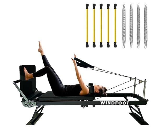 Pilates Reformer Machine Equipment with Springs & Cords for Home Workout, Foldable Pilates Equipment with Jump Board for All Level Users - Image 1