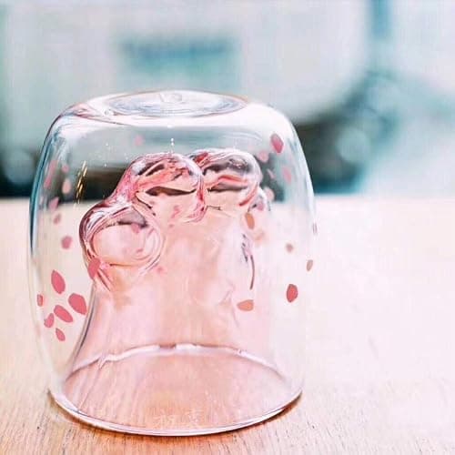 Sakura Leaves Cat Paw Glass Cup  thumbnail 2