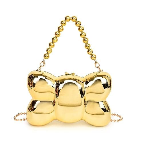 HZhuyu Bow Purse for Women Mini Bow Clutch Purse Y2k Bow Metallic Small Wedding Crossbody Cute Clutch Party Handbag - Image 1