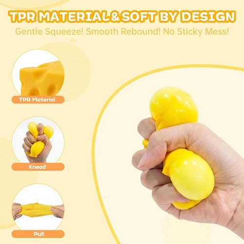 2 Inch Cheese Squishy, Snaps Back Quickly & Non-Sticky Anxiety Relief Toy, Improving Focus, Ideal Sensory Melters for Desk Decor & Stocking Stuffers, Perfect for Office, Home, or School (1, Yellow) thumbnail 5