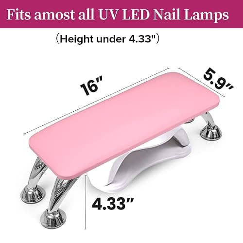 Arm Rest for Nails Tech, Easy Clean Nail Arm Rest, Reduce Back Pain Hand Rest for Nails Tech, Sturdy Support Armrest for Nails Fits UV LED Nail Lamp Underneath, Salon & Home Use (Pink) thumbnail 4