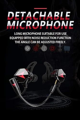 KASOTT Battle Buds Pro in-Ear Gaming Headset with Dual Microphone, Mute and Volume Control, Wired Earphones for Mobile Gaming, Nintendo Switch, Xbox One, PS, PC (Black) thumbnail 2