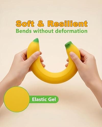 Stretchy Glue-Sand Filled Rubber Banana, Latex Soft Decompression Toy, High-Elastic Stretchable Squishy Banana Toy, Decompression Toy for Adults and Children (Bananas -2 Pack) thumbnail 5