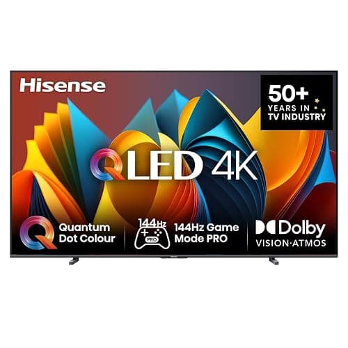 Hisense 100E7NQ 254 cm (100 Zoll) Fernseher, 4K UHD, QLED, HDR10, HDR10+ decoding, HLG, Dolby Vision Atmos, 144Hz VRR, Smooth Motion, Bluetooth, Alexa Built-in, VIDAA Voice, Schwarz [2025] - Image 1