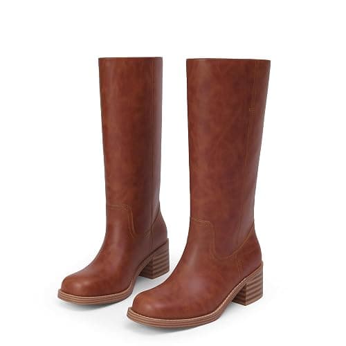 Adolilove Mid Calf Boots for Women Chunky Block Heel Women’s Tall Boots Square Toe Comfortable Casual Boots Low Heel Trendy Stylish Boots thumbnail 8