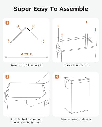 SOLEDI Laundry Hamper with Lid 90L Large & Tall Collapsible Laundry Basket, Clothes Hamper with Bag Removable Easy to Carry, Dirty Hampers for Bedroom, Bathroom, Dorm, College, Grey thumbnail 7