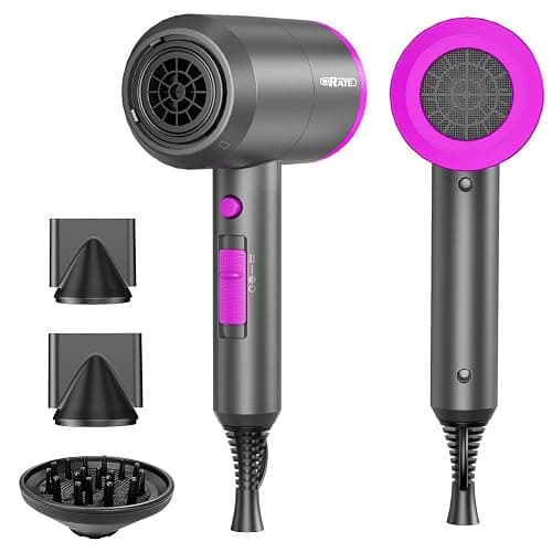 SHRATE Professional Ionic Hair Dryer with Diffuser & Nozzle | Low Noise | Compact Blow Dryer for Curly, Frizzy & All Hair Types | Gentle for Sensitive Hair | Design for Home, Travel, Women & Men - Image 1
