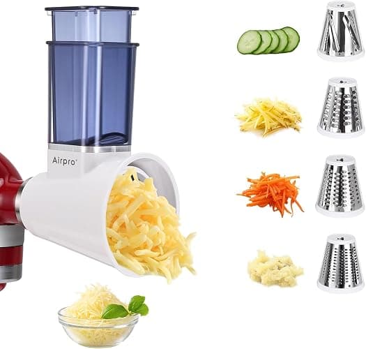 Slicer Shredder Attachment for Kitchenaid Stand Mixer, Salad Machine with Vegetable Slicer, Salad Maker, Food Slicers Cheese Grater Attachments for Kitchenaid Mixer Dishwasher Safe By Airpro,Blue thumbnail 9