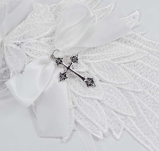 Nite closet Lolita Headband Cross White Bow for Women Wing Hair Accessory Gothic Headpieces (White) thumbnail 2